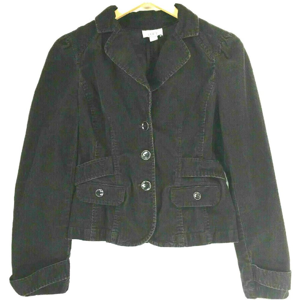 Ann Taylor LOFT 4 Jacket Brown Corduroy Blazer Fit Button Down Belt Coat Small
